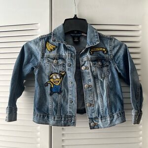 Kids Denim Jacket Size 5-6 with Fun Minion Patches